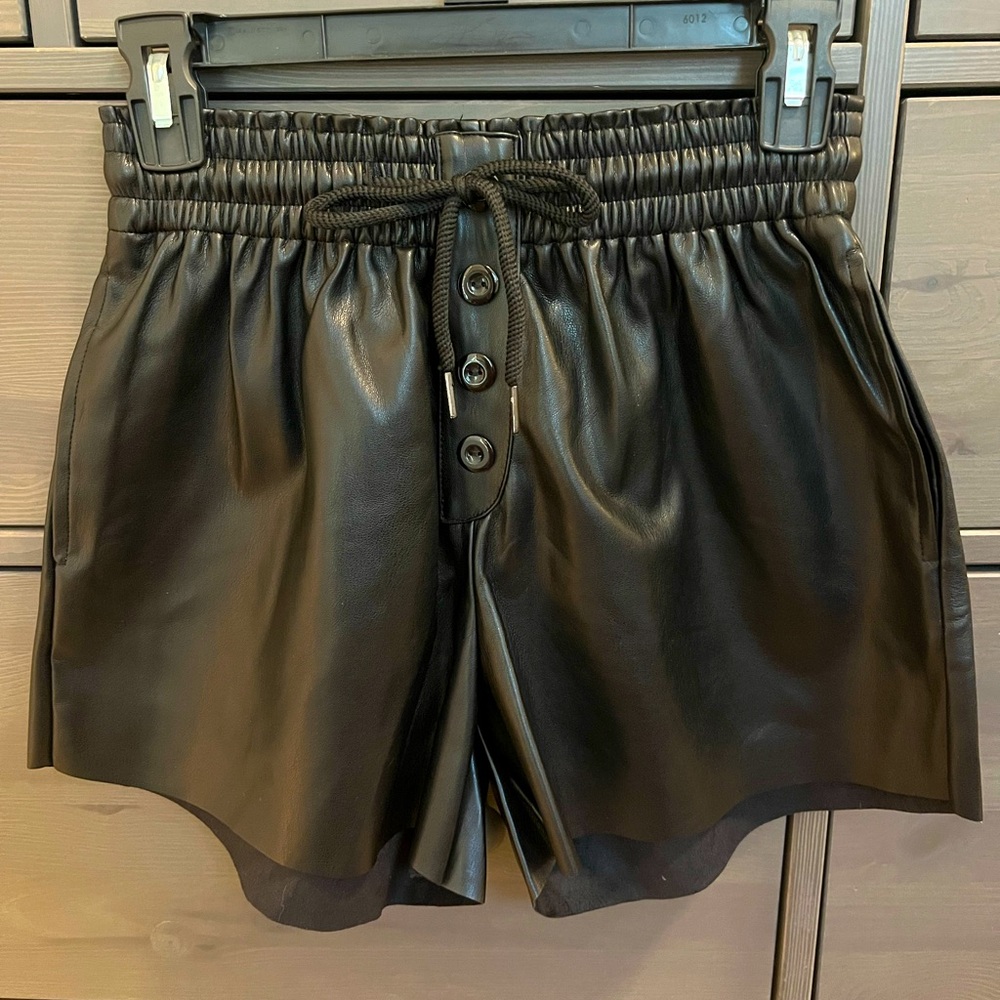 Black leather shorts